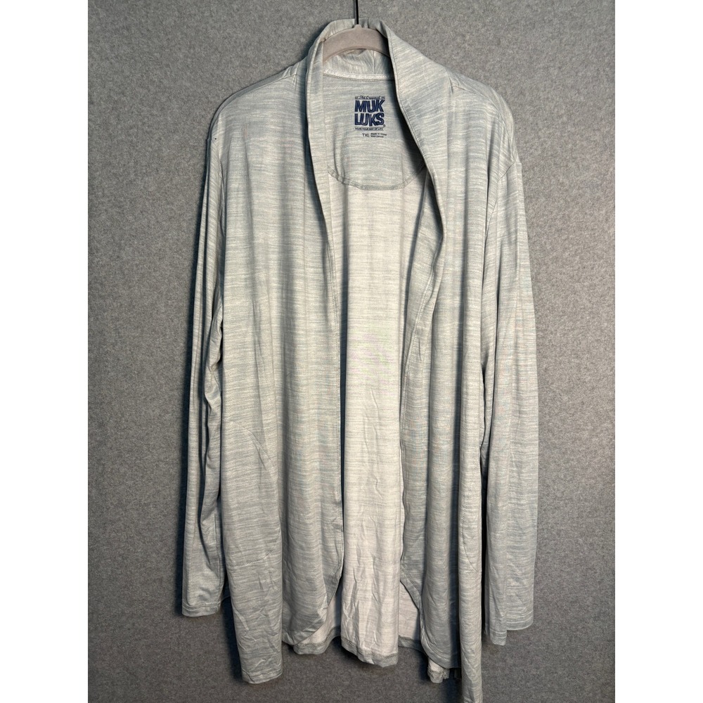 MUK Luks Women's Light Gray Open Front Cardigan XL Size Soft Drape Layering Top